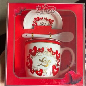Love Red and White Coffee Mug Set